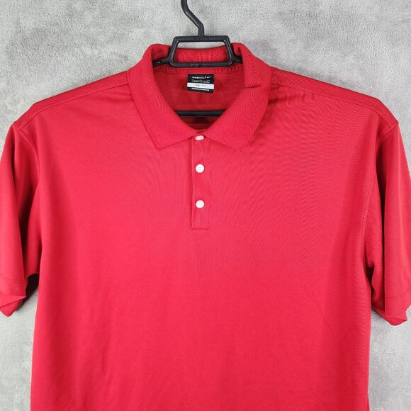 Mens Red Nike Golf Dri-Fit Polo Shirt Short Sleeve 1/4 Button Up Size XL - Picture 4 of 12